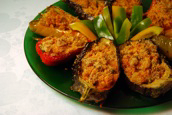 Melanzane e peperoni ripiene